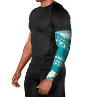 Polynesian Vintage Floral Arm Sleeves Teal Motifs - Polynesian Pride