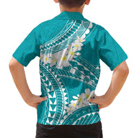 Polynesian Vintage Floral Family Matching Long Sleeve Bodycon Dress and Hawaiian Shirt Teal Motifs LT7 - Polynesian Pride