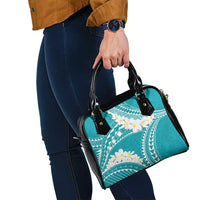 Polynesian Vintage Floral Shoulder Handbag Teal Motifs - Polynesian Pride