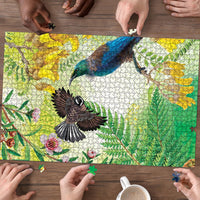 New Zealand Maori Mahuru Puzzle Tui With Pikawakawa Spring Colors LT7 - Polynesian Pride