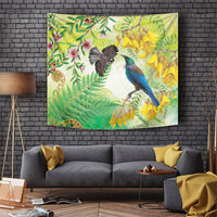 New Zealand Maori Mahuru Tapestry Tui With Pikawakawa Spring Colors LT7 Multicolor - Polynesian Pride
