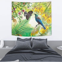 New Zealand Maori Mahuru Tapestry Tui With Pikawakawa Spring Colors LT7 - Polynesian Pride