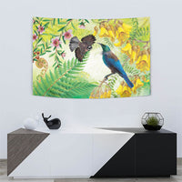 New Zealand Maori Mahuru Tapestry Tui With Pikawakawa Spring Colors LT7 - Polynesian Pride