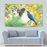 New Zealand Maori Mahuru Tapestry Tui With Pikawakawa Spring Colors LT7 - Polynesian Pride
