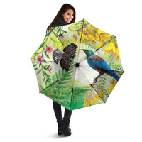 New Zealand Maori Mahuru Umbrella Tui With Pikawakawa Spring Colors LT7 - Polynesian Pride