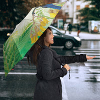 New Zealand Maori Mahuru Umbrella Tui With Pikawakawa Spring Colors LT7 - Polynesian Pride