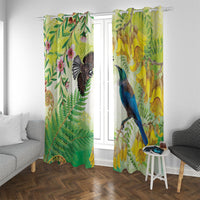 New Zealand Maori Mahuru Window Curtain Tui With Pikawakawa Spring Colors LT7 With Grommets Multicolor - Polynesian Pride