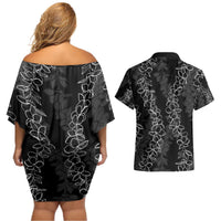 Hawaii Plumeria Lei Couples Matching Off Shoulder Short Dress and Hawaiian Shirt Aloha Festive Vibe LT7 - Polynesian Pride