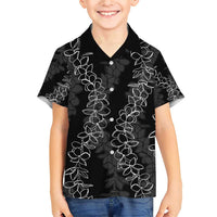 Hawaii Plumeria Lei Family Matching Short Sleeve Bodycon Dress and Hawaiian Shirt Aloha Festive Vibe LT7 Son's Shirt Black - Polynesian Pride