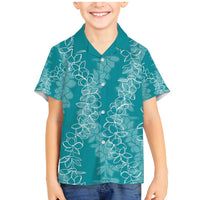 Hawaii Plumeria Lei Family Matching Mermaid Dress and Hawaiian Shirt Aloha Festive Vibe - Teal LT7 Son's Shirt Teal - Polynesian Pride