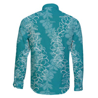 Hawaii Plumeria Lei Family Matching Off Shoulder Short Dress and Hawaiian Shirt Aloha Festive Vibe - Teal LT7 - Polynesian Pride