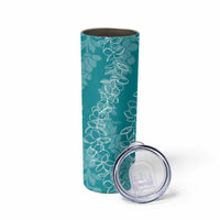 Hawaii Plumeria Lei Skinny Tumbler Aloha Festive Vibe - Teal LT7 - Polynesian Pride