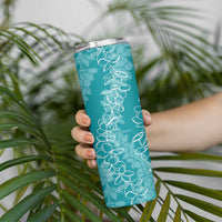Hawaii Plumeria Lei Skinny Tumbler Aloha Festive Vibe - Teal LT7 - Polynesian Pride