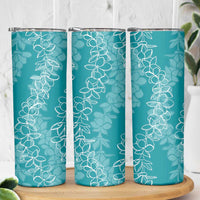 Hawaii Plumeria Lei Skinny Tumbler Aloha Festive Vibe - Teal LT7 - Polynesian Pride