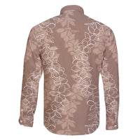 Hawaii Plumeria Lei Family Matching Puletasi and Hawaiian Shirt Aloha Festive Vibe - Beige LT7 - Polynesian Pride
