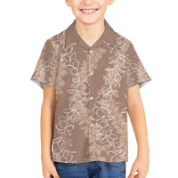 Hawaii Plumeria Lei Family Matching Puletasi and Hawaiian Shirt Aloha Festive Vibe - Beige LT7 Son's Shirt Beige - Polynesian Pride