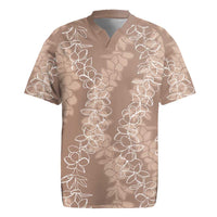 Hawaii Plumeria Lei Rugby Jersey Aloha Festive Vibe - Beige