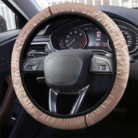 Hawaii Plumeria Lei Steering Wheel Cover Aloha Festive Vibe - Beige