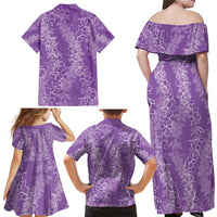 Hawaii Plumeria Lei Family Matching Off Shoulder Maxi Dress and Hawaiian Shirt Aloha Festive Vibe - Violet LT7 - Polynesian Pride