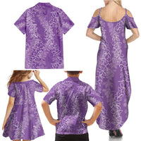 Hawaii Plumeria Lei Family Matching Summer Maxi Dress and Hawaiian Shirt Aloha Festive Vibe - Violet LT7 - Polynesian Pride