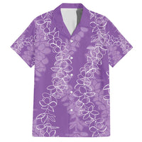 Hawaii Plumeria Lei Family Matching Summer Maxi Dress and Hawaiian Shirt Aloha Festive Vibe - Violet LT7 Dad's Shirt - Short Sleeve Violet - Polynesian Pride