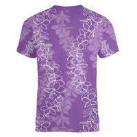 Hawaii Plumeria Lei Women V-Neck T-Shirt Aloha Festive Vibe - Violet LT7 - Polynesian Pride