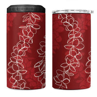 Hawaii Plumeria Lei 4 in 1 Can Cooler Tumbler Aloha Festive Vibe - Crimson LT7 One Size: 16 oz Crimson - Polynesian Pride
