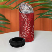 Hawaii Plumeria Lei 4 in 1 Can Cooler Tumbler Aloha Festive Vibe - Crimson LT7 - Polynesian Pride