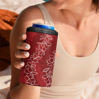 Hawaii Plumeria Lei 4 in 1 Can Cooler Tumbler Aloha Festive Vibe - Crimson LT7 - Polynesian Pride