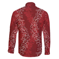 Hawaii Plumeria Lei Family Matching Short Sleeve Bodycon Dress and Hawaiian Shirt Aloha Festive Vibe - Crimson LT7 - Polynesian Pride