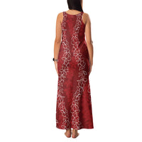 Hawaii Plumeria Lei Family Matching Tank Maxi Dress and Hawaiian Shirt Aloha Festive Vibe - Crimson LT7 - Polynesian Pride