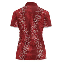 Hawaii Plumeria Lei Women Polo Shirt Aloha Festive Vibe - Crimson LT7 - Polynesian Pride