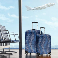 Hawaii Plumeria Lei Luggage Cover Aloha Festive Vibe - Navy Blue