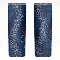 Hawaii Plumeria Lei Skinny Tumbler Aloha Festive Vibe - Navy Blue LT7 Navy Blue - Polynesian Pride