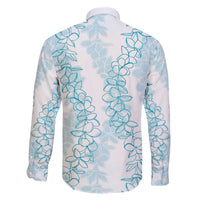 Hawaii Plumeria Lei Family Matching Off Shoulder Short Dress and Hawaiian Shirt Aloha Festive Vibe - Turquoise LT7 - Polynesian Pride