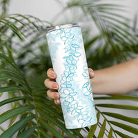 Hawaii Plumeria Lei Skinny Tumbler Aloha Festive Vibe - Turquoise LT7 - Polynesian Pride