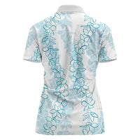 Hawaii Plumeria Lei Women Polo Shirt Aloha Festive Vibe - Turquoise LT7 - Polynesian Pride