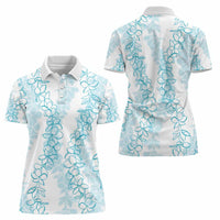 Hawaii Plumeria Lei Women Polo Shirt Aloha Festive Vibe - Turquoise LT7 - Polynesian Pride