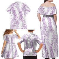 Hawaii Plumeria Lei Family Matching Off Shoulder Maxi Dress and Hawaiian Shirt Aloha Festive Vibe - Amethyst LT7 - Polynesian Pride