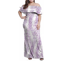 Hawaii Plumeria Lei Family Matching Off Shoulder Maxi Dress and Hawaiian Shirt Aloha Festive Vibe - Amethyst LT7 Mom's Dress Amethyst - Polynesian Pride