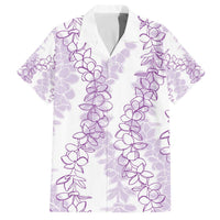 Hawaii Plumeria Lei Family Matching Off Shoulder Short Dress and Hawaiian Shirt Aloha Festive Vibe - Amethyst LT7 Dad's Shirt - Short Sleeve Amethyst - Polynesian Pride
