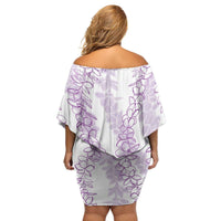 Hawaii Plumeria Lei Family Matching Off Shoulder Short Dress and Hawaiian Shirt Aloha Festive Vibe - Amethyst LT7 - Polynesian Pride