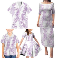 Hawaii Plumeria Lei Family Matching Puletasi and Hawaiian Shirt Aloha Festive Vibe - Amethyst LT7 - Polynesian Pride