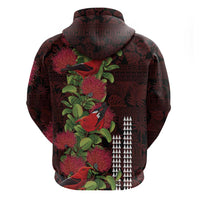 Hawaii Mele Kalikimaka Kakau Hoodie I'iwi Bird on Ohia Lehua LT7 - Polynesian Pride