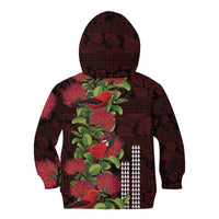 Hawaii Mele Kalikimaka Kakau Kid Hoodie I'iwi Bird on Ohia Lehua LT7 - Polynesian Pride