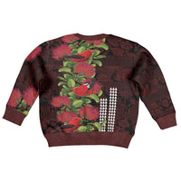 Hawaii Mele Kalikimaka Kakau Kid Ugly Christmas Sweater I'iwi Bird on Ohia Lehua LT7 - Polynesian Pride