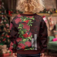 Hawaii Mele Kalikimaka Kakau Kid Ugly Christmas Sweater I'iwi Bird on Ohia Lehua LT7 - Polynesian Pride