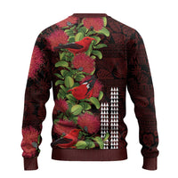 Hawaii Mele Kalikimaka Kakau Ugly Christmas Sweater I'iwi Bird on Ohia Lehua LT7 - Polynesian Pride