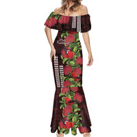 Hawaii Mele Kalikimaka Kakau Mermaid Dress I'iwi Bird on Ohia Lehua LT7 - Polynesian Pride