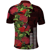 Hawaii Mele Kalikimaka Kakau Polo Shirt I'iwi Bird on Ohia Lehua LT7 - Polynesian Pride